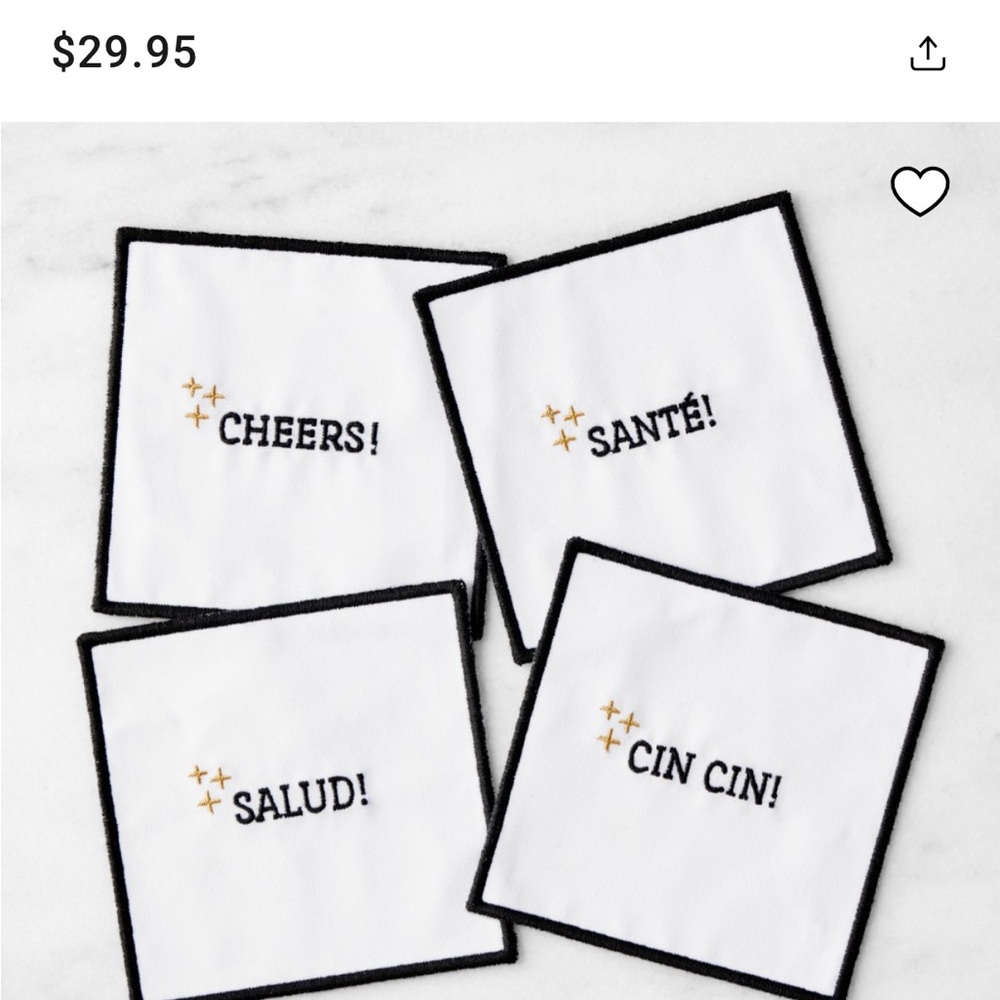 NWT Williams Sonoma Embroidered Coasters